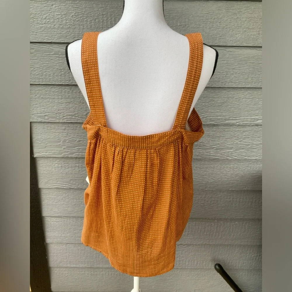 a.n.a Burnt Orange Polka Dot Square neck Cotton Sleeveless Tank top NWT Sz Large - Picture 5 of 15